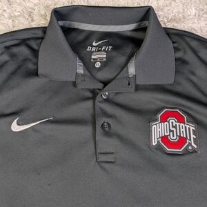 Nike Black Ohio State Dri-FIT Polo with Red Logo